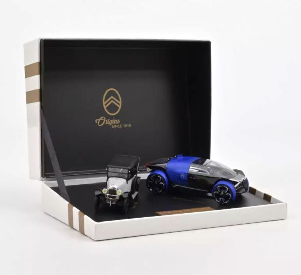 NOREVAMC0191312 - Coffret Centenaire CITROEN 2019 - Type A argent avec Concept car 19_19 bleu - 1