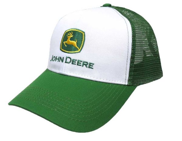 1308-0002-WH - Casquette JOHN DEERE Verte et blanche avec arrière en maille verte - 1