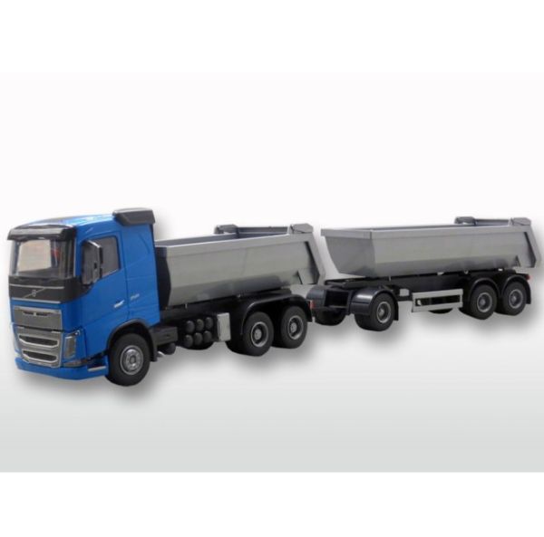 EMEK20354 - VOLVO FH16 6x4 bleu avec remorque 1 + 2 essieux - 1