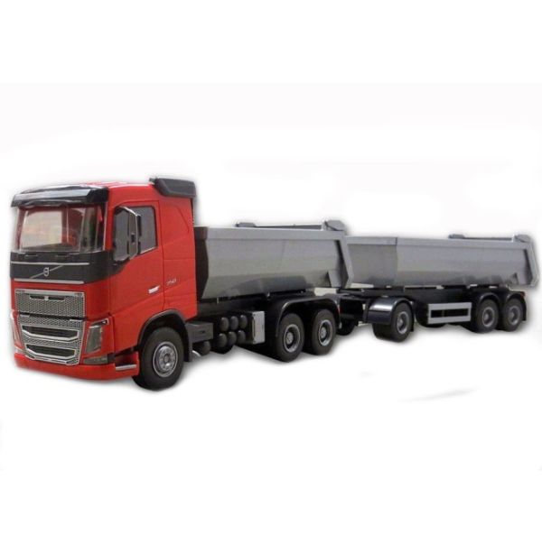 EMEK20355 - VOLVO FH16 6x4 rouge avec remorque 1 + 2 essieux - 1