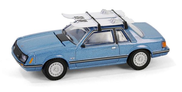 GREEN30510 - FORD Mustanf Ghia coupé 1981 avec porte skis Bleu sous blister - 1