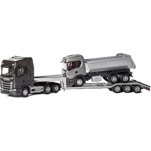 EMEK30613 - SCANIA S 6x4 noir avec porte-engin 3 essieux et SCANIA G500 6x4 - 1