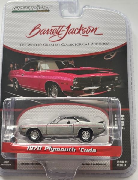 GREEN37310-D_GRIS - PLYMOUTH Cuda 1970 Gris de la série BARRETT JACKSON sous blister - 1