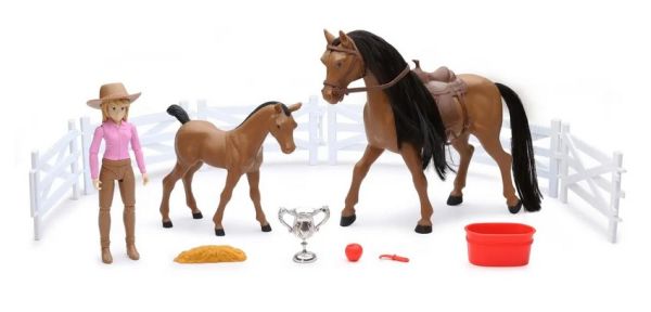 NEW37746B - Coffret Valley Ranch avec cheval marron et cavalière - 1