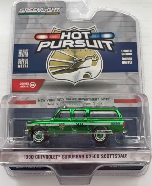 GREEN43040-D-VERT - CHEVROLET Suburban K2500 Scottsdale 1990 Vert  de la série HOT PURSUIT sous blister - 1