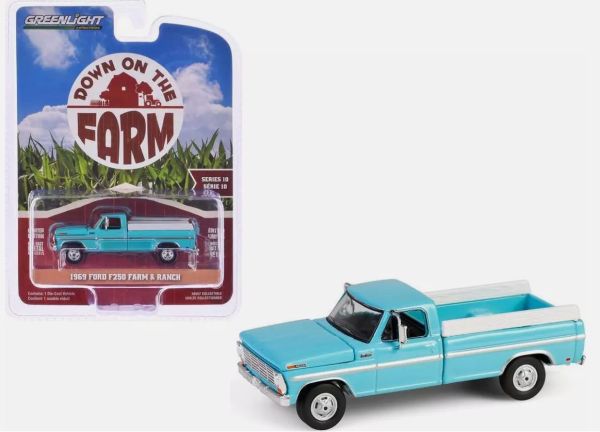 GREEN48100-C - FORD F250 Farm & Ranch 1969 bleu de la série DOWN ON THE FARM série 10 sous blister - 1