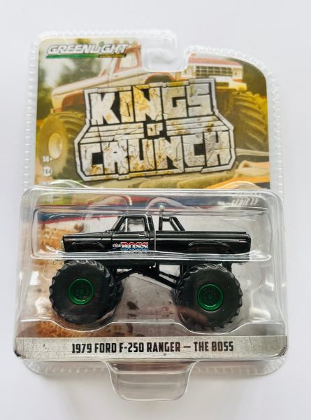 GREEN49130-BVERT - FORD F-250 Ranger 1979 Monster truck avec jantes vertes THE BOSS de la série KINGS OF CRUNCH sous blister - 1