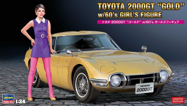 HAW52333 - TOYOTA 2000GT Gold avec figurine des années 60 à assembler et à peindre - 1