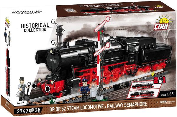 COB6287 - Locomotive à vapeur et sémaphore ferroviaire DR BR 52 – 2747 Pièces - 1