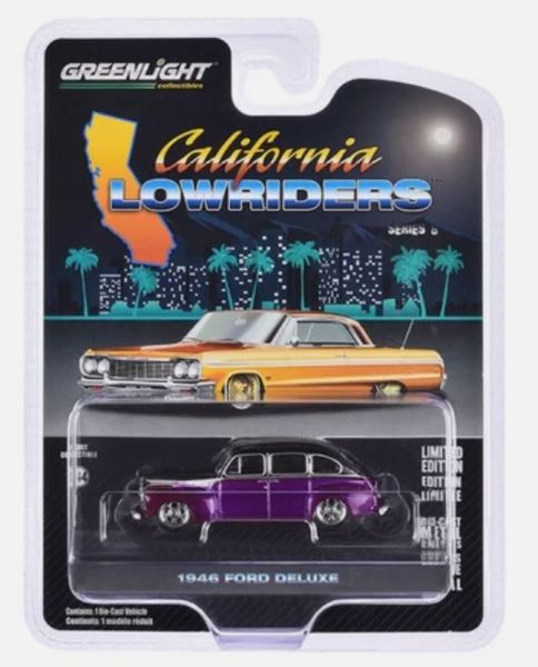 GREEN63070-A - FORD Deluxe 1946 violet de la série CALIFORNIA LOWRIDERS sous blister - 1