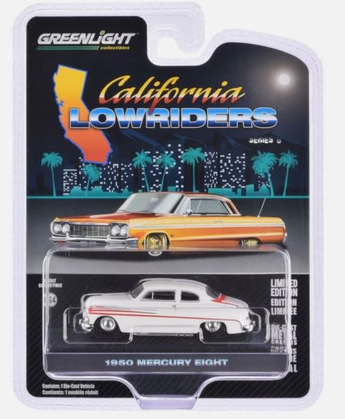 GREEN63070-B - MERCURY Eight 1950 blanc de la série CALIFORNIA LOWRIDERS sous blister - 1