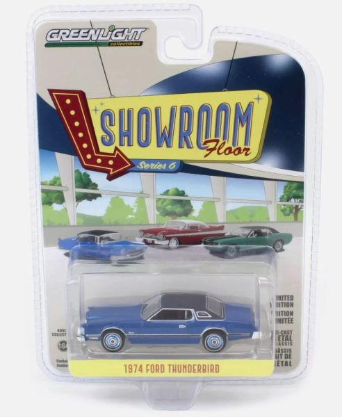 GREEN68060-C - FORD Thunderbird 1974 bleu de la série SHOWROOM FLOOR sous blister - 1