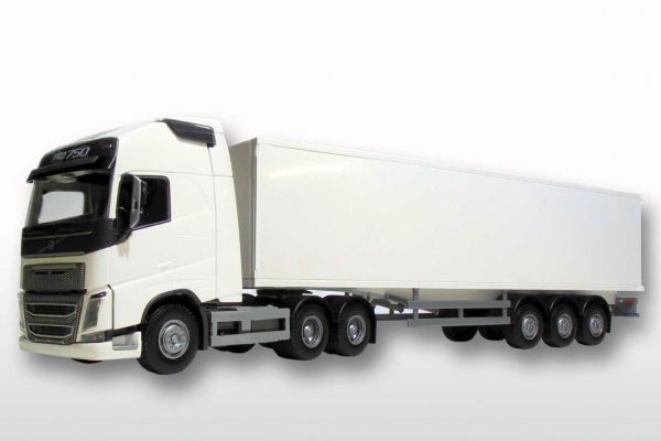 EMEK81232 - VOLVO FH04 6x4 blanc avec remorque 3 Essieux - 1