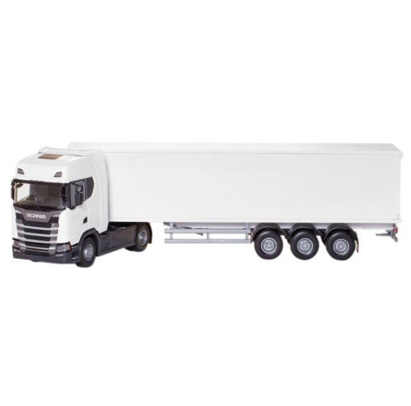 EMEK86002 - SCANIA S410 4x2 blanc avec remorque 3 essieux - 1