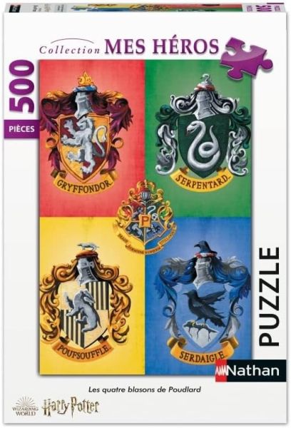 NAT871162 - Puzzle 500 Pièces HARRY POTTER - Les 4 Blasons de Poudlard - 1