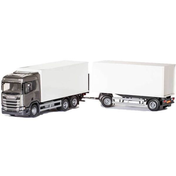 EMEK89643 - SCANIA CR 6x4 gris avec remorque 1 + 1 essieu et hayon - 1