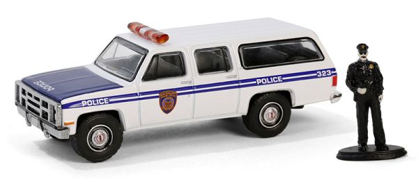 GREEN97160-D - GMC Suburban 2500 1985 Police avec figurine de la série THE HOBBY SHOP sous blister - 1