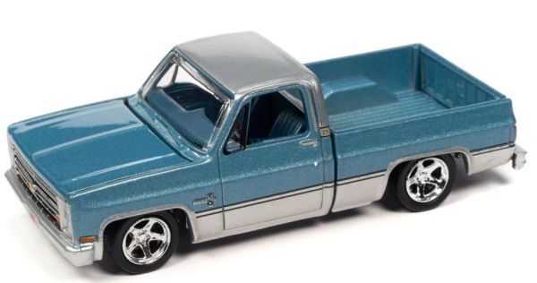 AW64402B-D - CHEVY Silverado Fleeside 1985 bleu et gris – Sous blister - 1