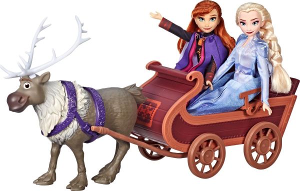 HASE5501 - Coffret poupées La reine des Neiges 2 – Elsa  Anna Sven et son traineau - 1