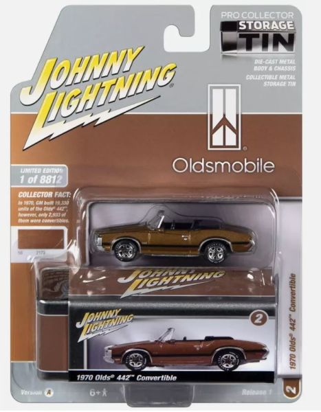 JLCT011-D - OLDSMOBILE 442 cabriolet 1970 marron de la série COLLECTOR TINS sous blister - 1