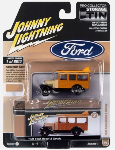 JLCT011-F - FORD Model A Woody 1931 Orange et beige de la série COLLECTOR TINS sous blister - 1