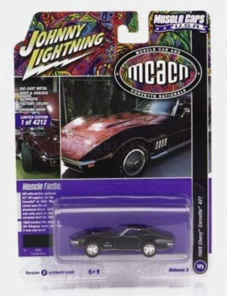 JLMC031B-E - CHEVROLET Corvette 427 1969 Noir de la série MUSCLE CARS 2022 sous blister - 1