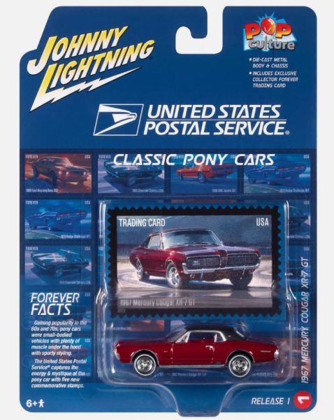 JLPC011-A - MERCURY Cougar XR-7 GT 1967 bordeaux - UNITED STATES POSTAL SERVICE - de la série POP CULTURE 2023 sous blister - 1