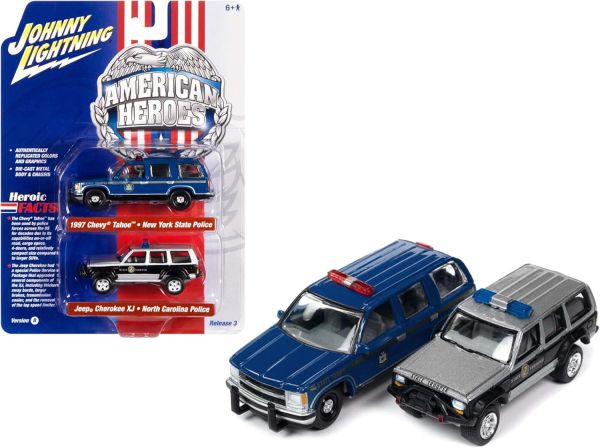 JLPK019B-3 - CHEVROLET Tahoe 1997 Police de New York et JEEP Cherokee XJ de la Poince de Caroline du Nord  de la série TWIN PACK série B sous blister - 1