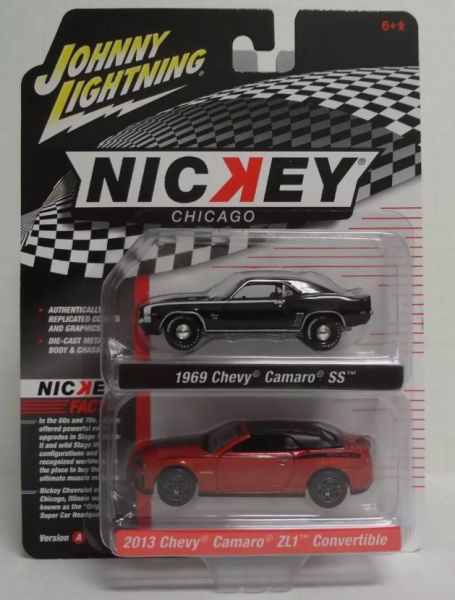 JLPK020A-3 - CHEVROLET Camaro SS 1969 Noir et CHEVROLET Camaro ZL1 cabriolet 2013 rouge de la série NICKEY sous blister - 1