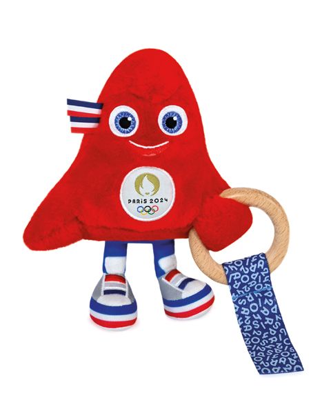 JO2423 - Hochet avec anneau en bois Mascotte des Jeux Olympiques Paris 2024 - 17cm - 1