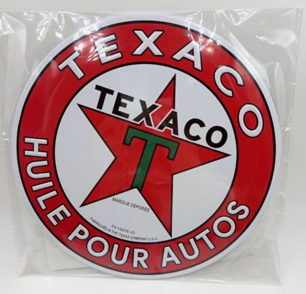 MAGPB226 - Plaque métallique ronde – Huile pour autos TEXACO – Ø20 cm - 1