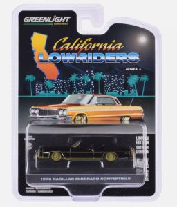 GREEN63070-F - CADILLAC Eldorado convertible 1976 noir et doré de la série CALIFORNIA LOWRIDERS sous blister