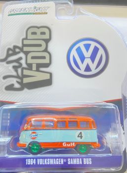 GREEN36070-BVERT - VOLKSWAGEN Samba bus 1964 GULF avec jantes vertes de la série CLUB VEE-DUB sous blister