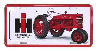 42067 - Plaque métallique INTERNATIONAL Harvester avec tracteur – 30x15 cm