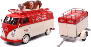 MCITY443060 - VOLKSWAGEN T1 combi 1960 avec bouteille sur le toit et remorque COCA-COLA