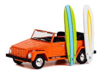 GREEN97140-C - VOLKSWAGEN Type 181 1971 orange – THE THING - avec planches de surfs de la série THE HOBBY SHOP sous blister