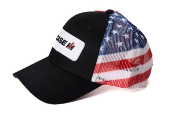 CIHFM - Casquette CASE IH noir avec arrière en maille drapeau américain