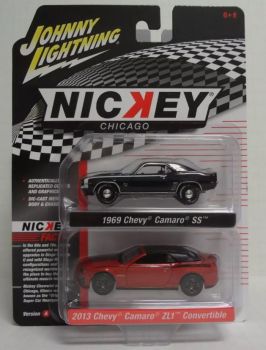 JLPK020A-3 - CHEVROLET Camaro SS 1969 Noir et CHEVROLET Camaro ZL1 cabriolet 2013 rouge de la série NICKEY sous blister