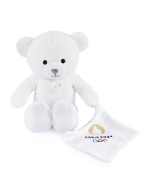 JO2448 - Ours en peluche avec doudou blanc - Paris 2024 - 25cm