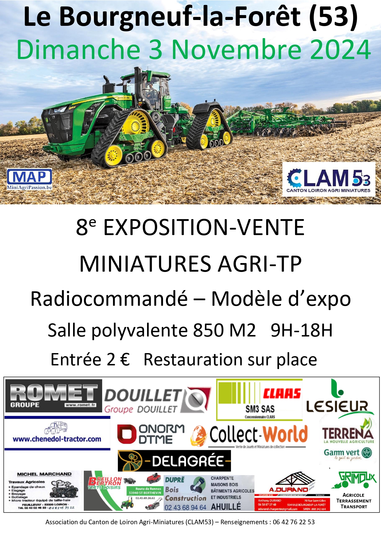 Exposition Ventes de miniatures Agricoles et Travaux Publics à Le Bourgneuf-La-Forêt (53) le 3 Novembre 2024